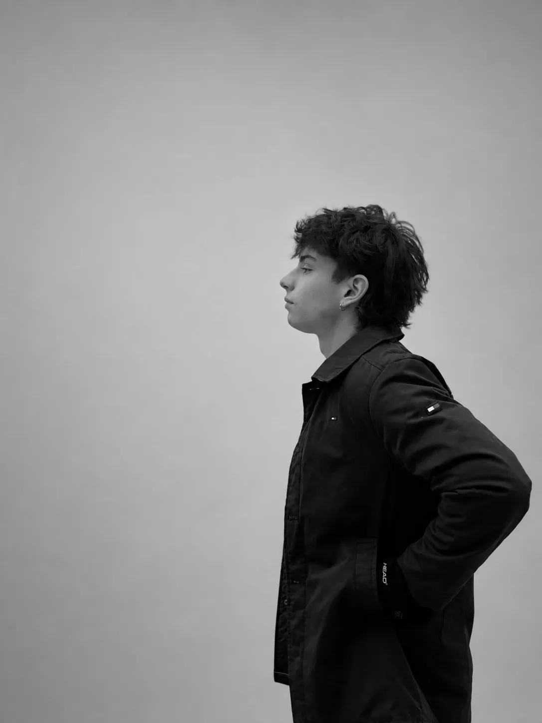 Gabriel Neshto, profile, black and white