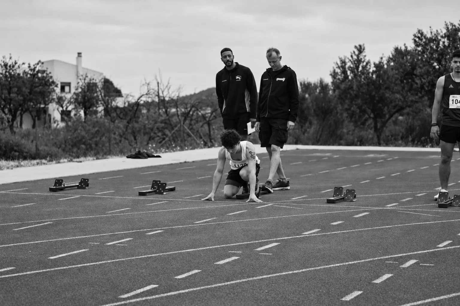Gabriel Neshto in the blocks at a track start